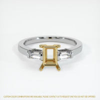 14K Yellow & White Three Stone Ring Setting Image