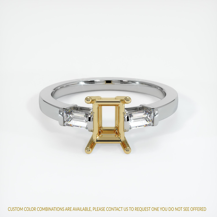 14K Yellow & White Three Stone Ring Setting