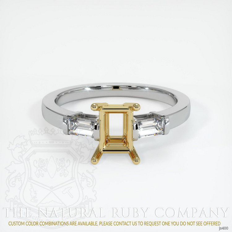 14K Yellow & White Three Stone Ring Setting