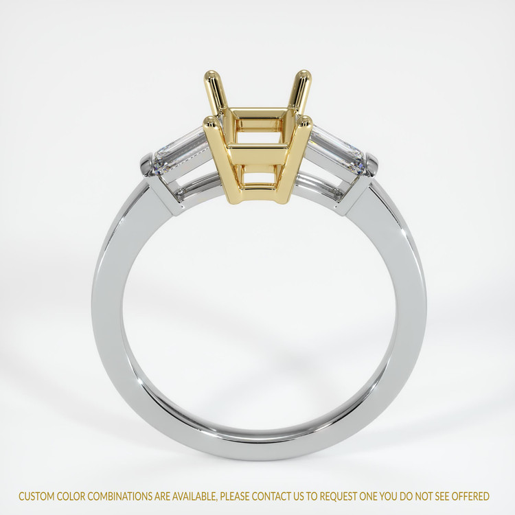 14K Yellow & White Three Stone Ring Setting