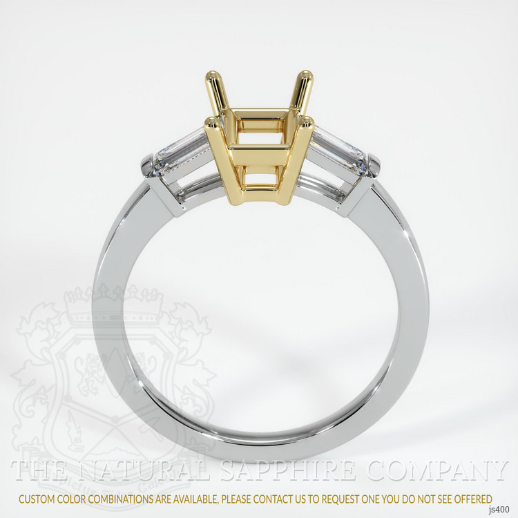 14K Yellow & White Three Stone Ring Setting