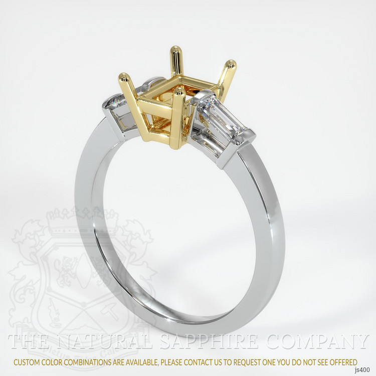 18K Yellow & White Three Stone Ring Setting