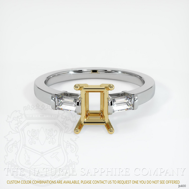 18K Yellow & White Three Stone Ring Setting