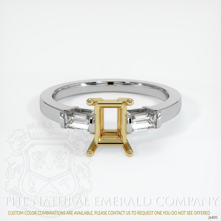 18K Yellow & White Three Stone Ring Setting