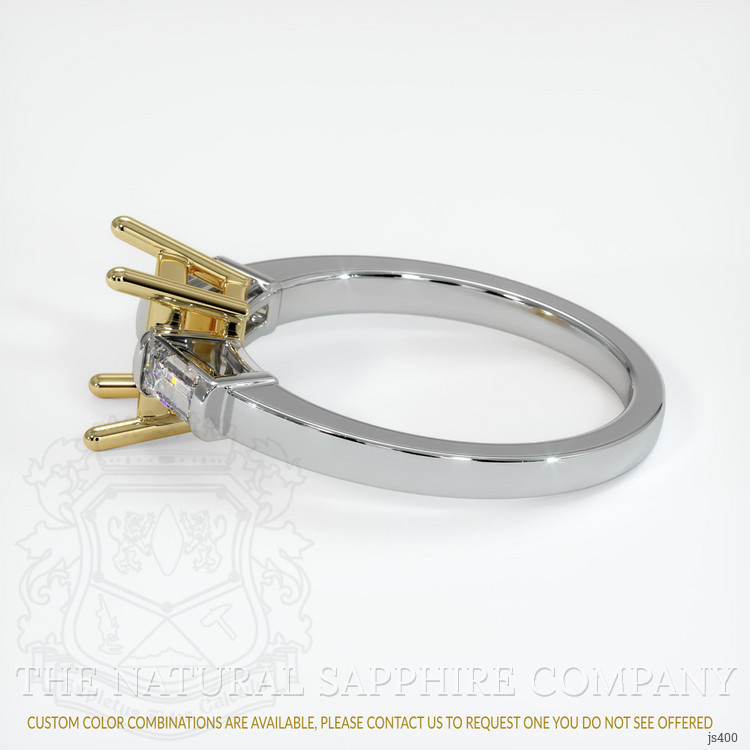 18K Yellow & White Three Stone Ring Setting