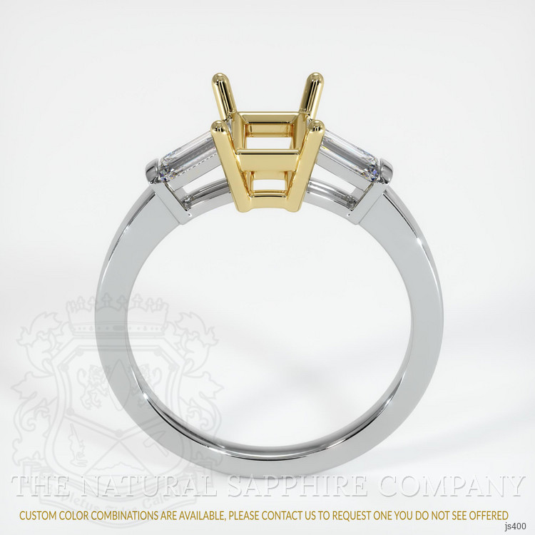 18K Yellow & White Three Stone Ring Setting