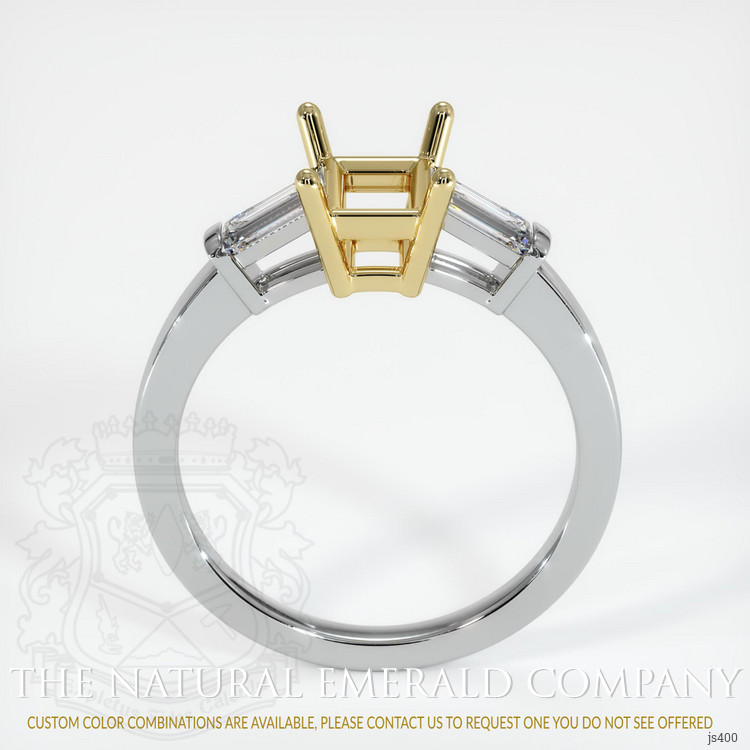 18K Yellow & White Three Stone Ring Setting