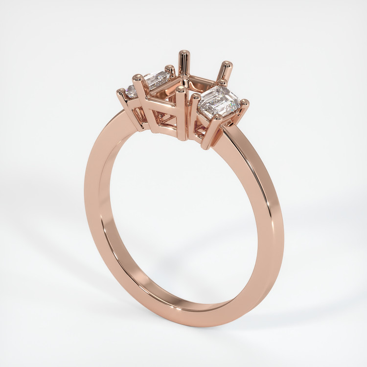 14K Rose Gold Three Stone Ring Setting