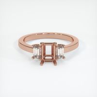 14K Rose Gold Three Stone Ring Setting Image