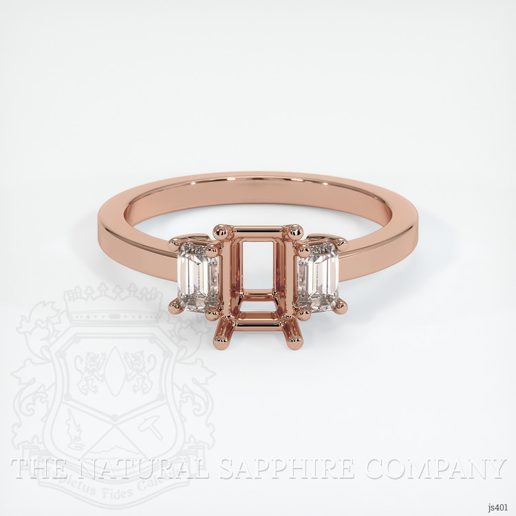 14K Rose Gold Three Stone Ring Setting