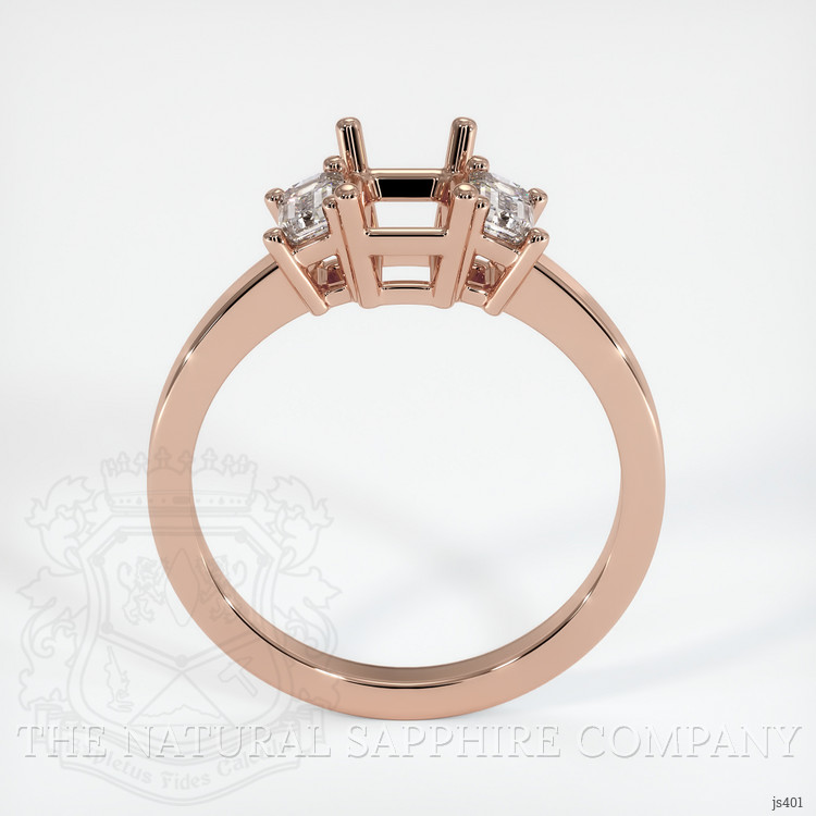 14K Rose Gold Three Stone Ring Setting