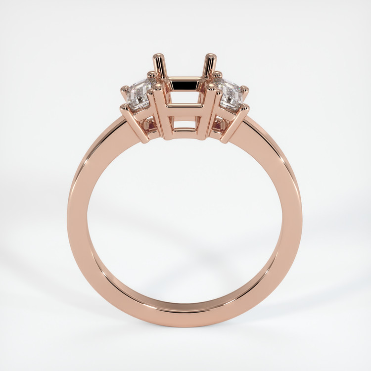 14K Rose Gold Three Stone Ring Setting