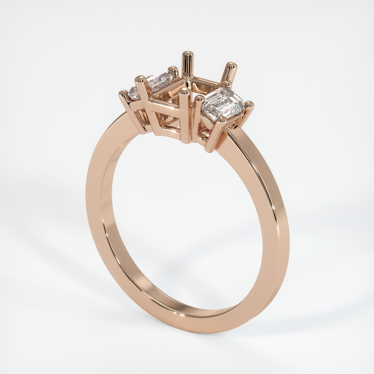 18K Rose Gold Three Stone Ring Setting