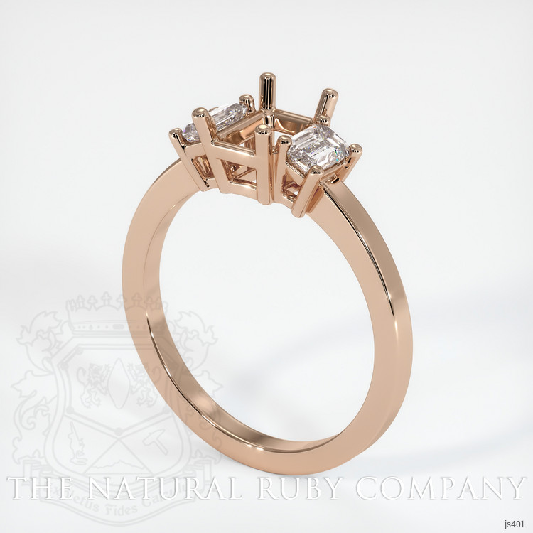18K Rose Gold Three Stone Ring Setting