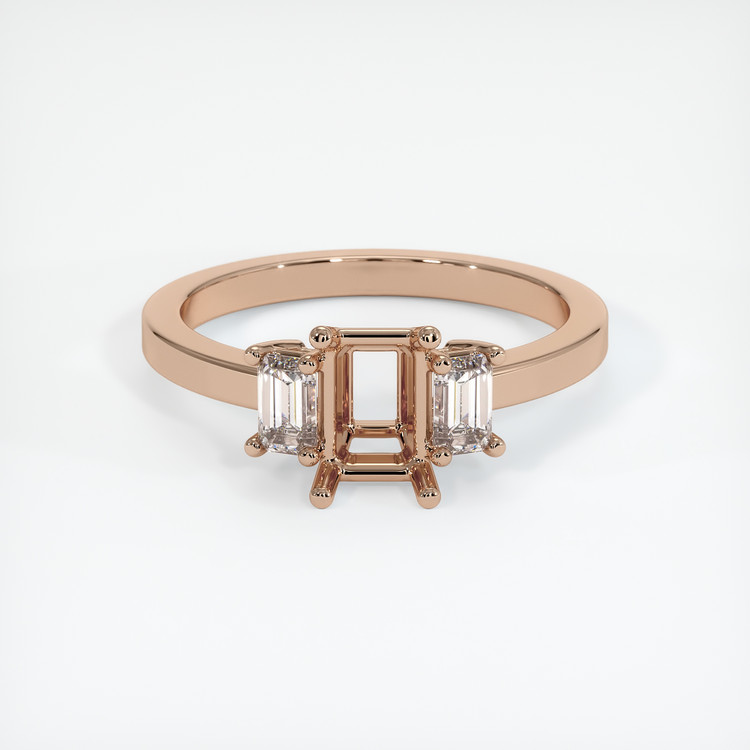 18K Rose Gold Three Stone Ring Setting