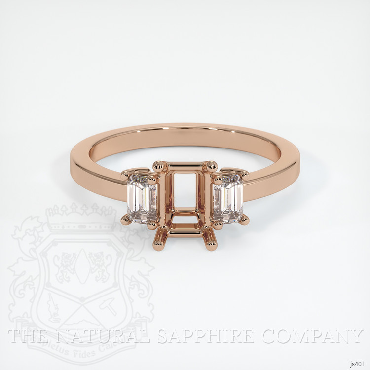 18K Rose Gold Three Stone Ring Setting