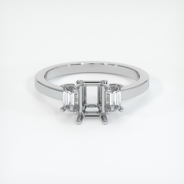 14K White Gold Three Stone Ring Setting