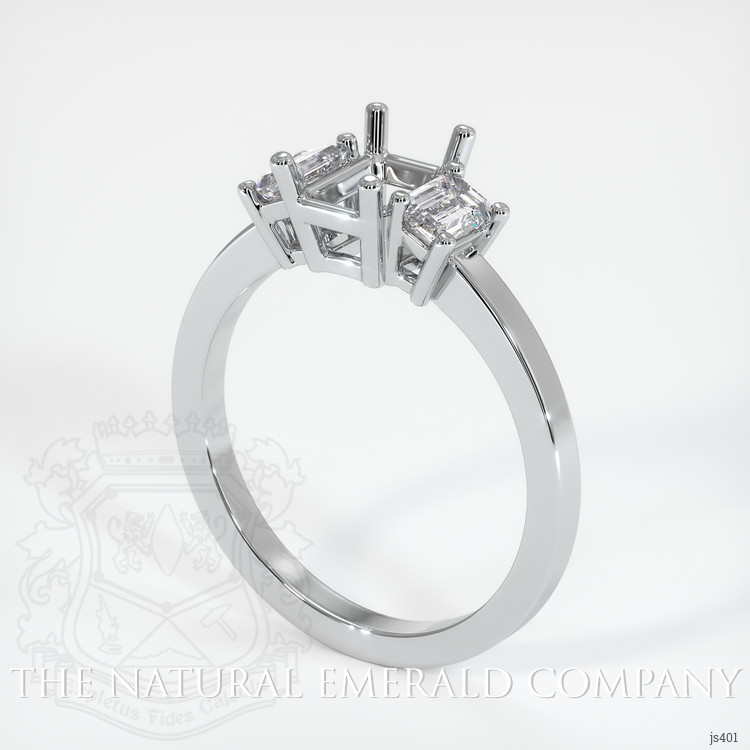 18K White Gold Three Stone Ring Setting