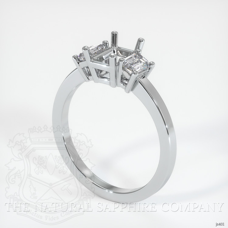 18K White Gold Three Stone Ring Setting