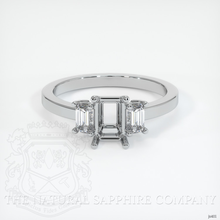 18K White Gold Three Stone Ring Setting