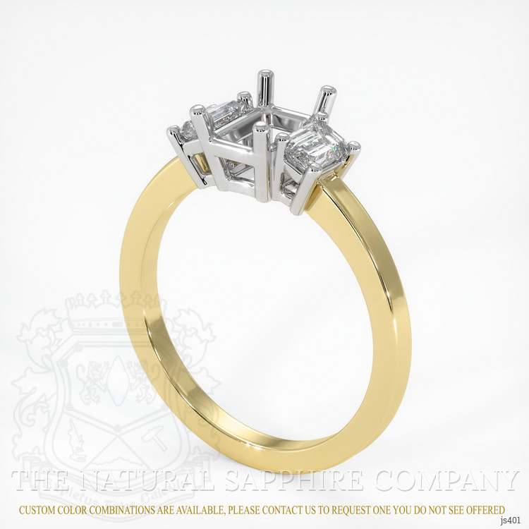 14K White & Yellow Three Stone Ring Setting