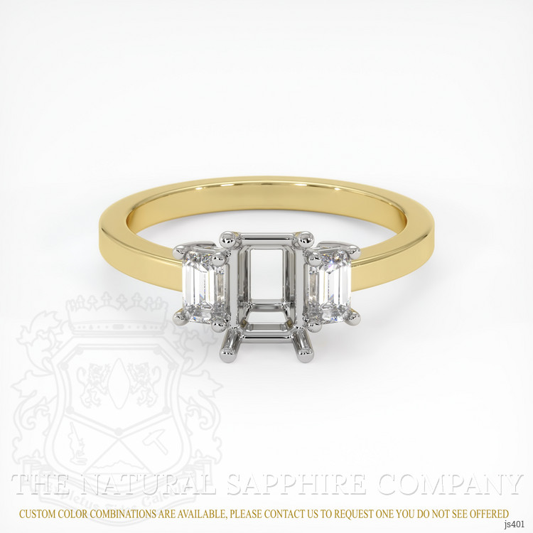 14K White & Yellow Three Stone Ring Setting