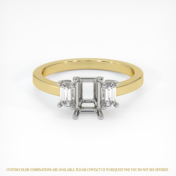 14K White & Yellow Three Stone Ring Setting