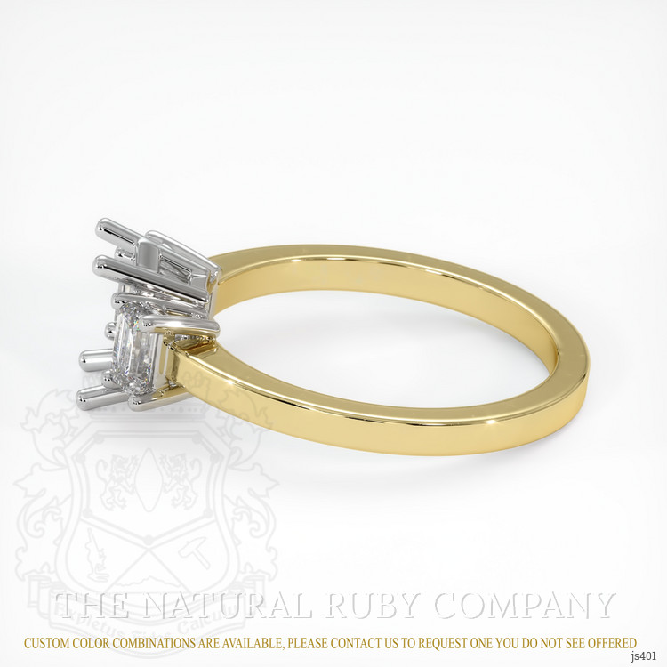 14K White & Yellow Three Stone Ring Setting