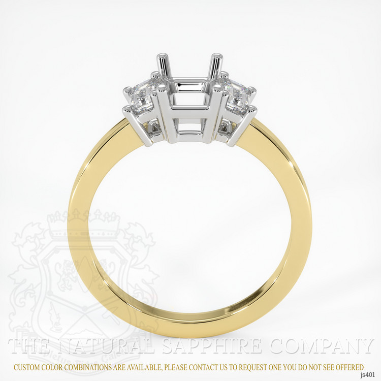 14K White & Yellow Three Stone Ring Setting