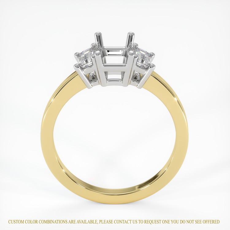 14K White & Yellow Three Stone Ring Setting