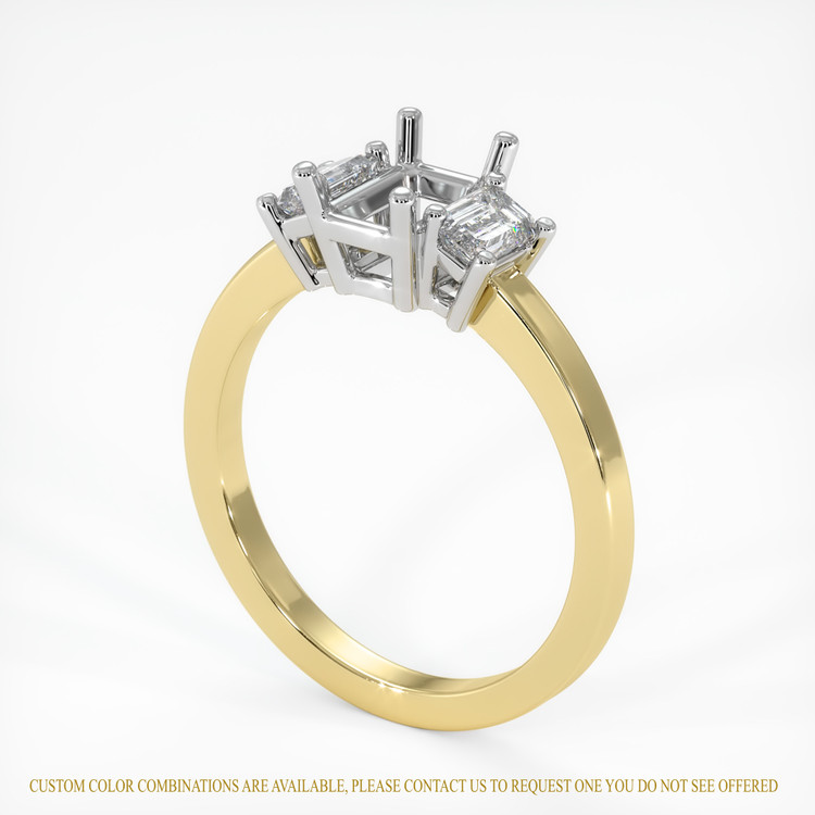 18K White & Yellow Three Stone Ring Setting