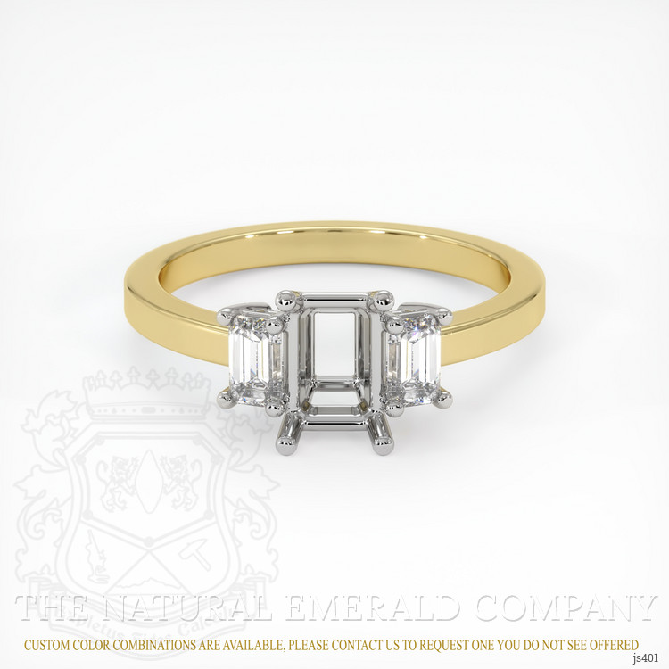 18K White & Yellow Three Stone Ring Setting