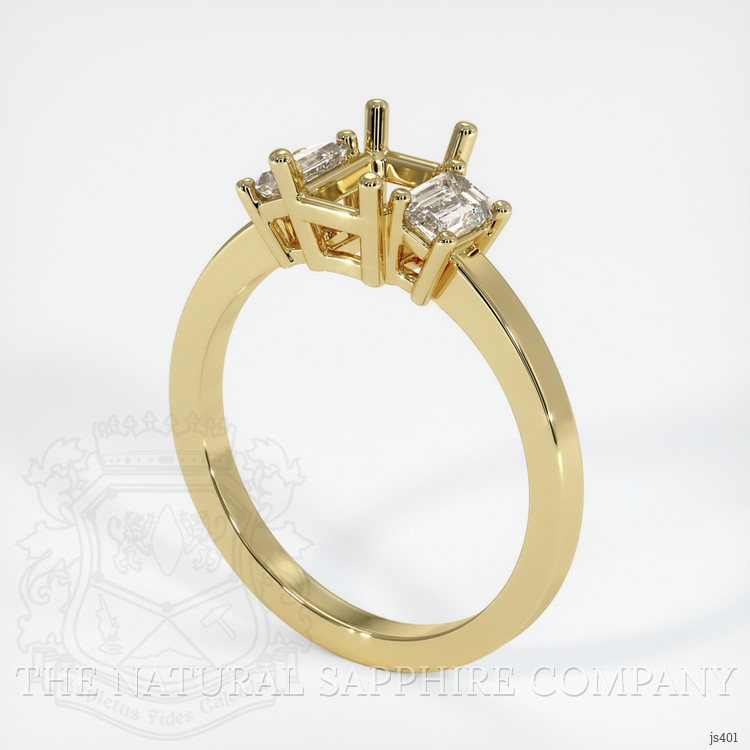 18K Yellow Gold Three Stone Ring Setting