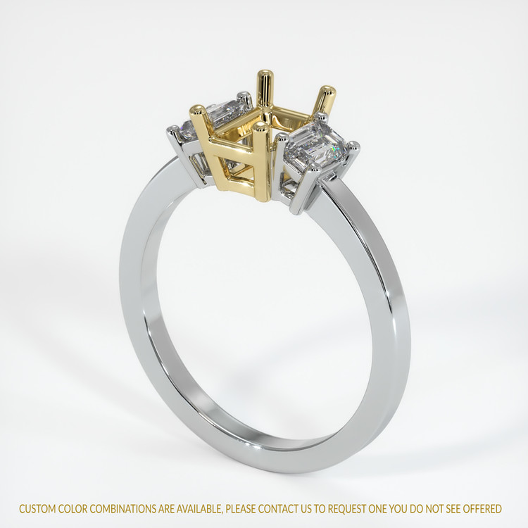 14K Yellow & White Three Stone Ring Setting