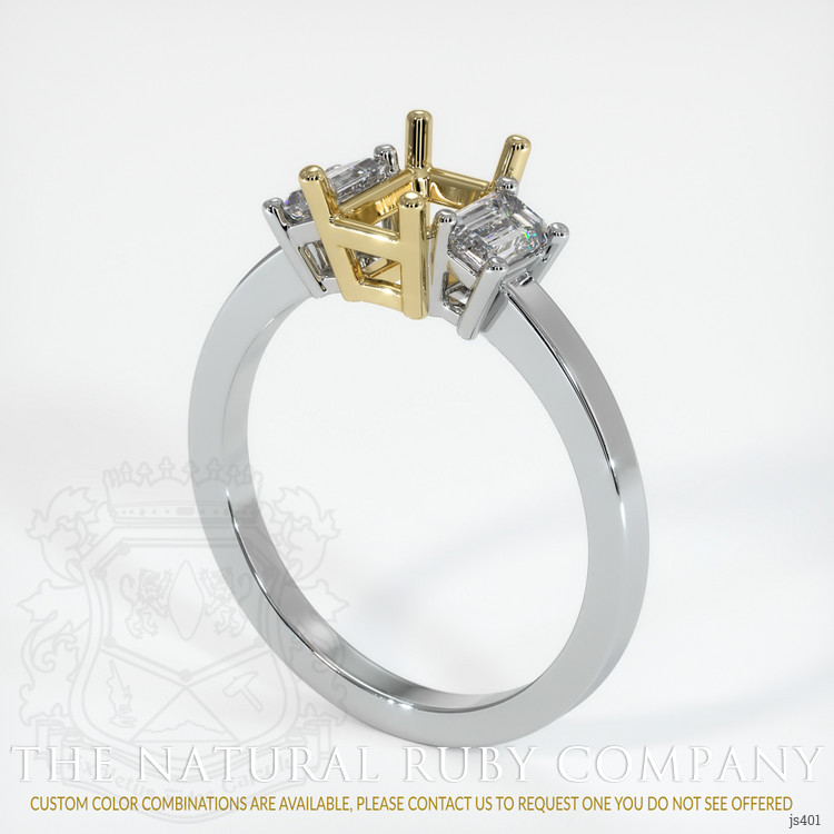 14K Yellow & White Three Stone Ring Setting