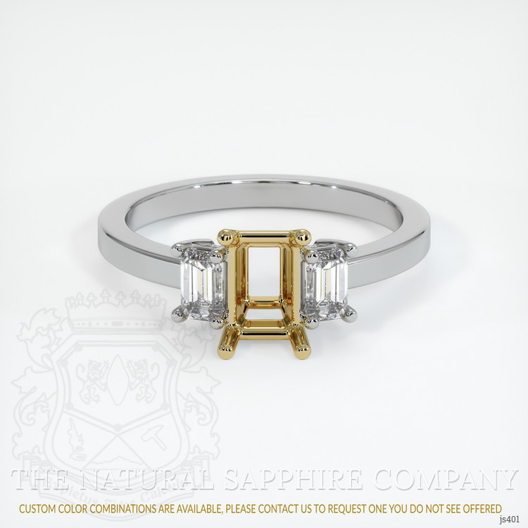 14K Yellow & White Three Stone Ring Setting