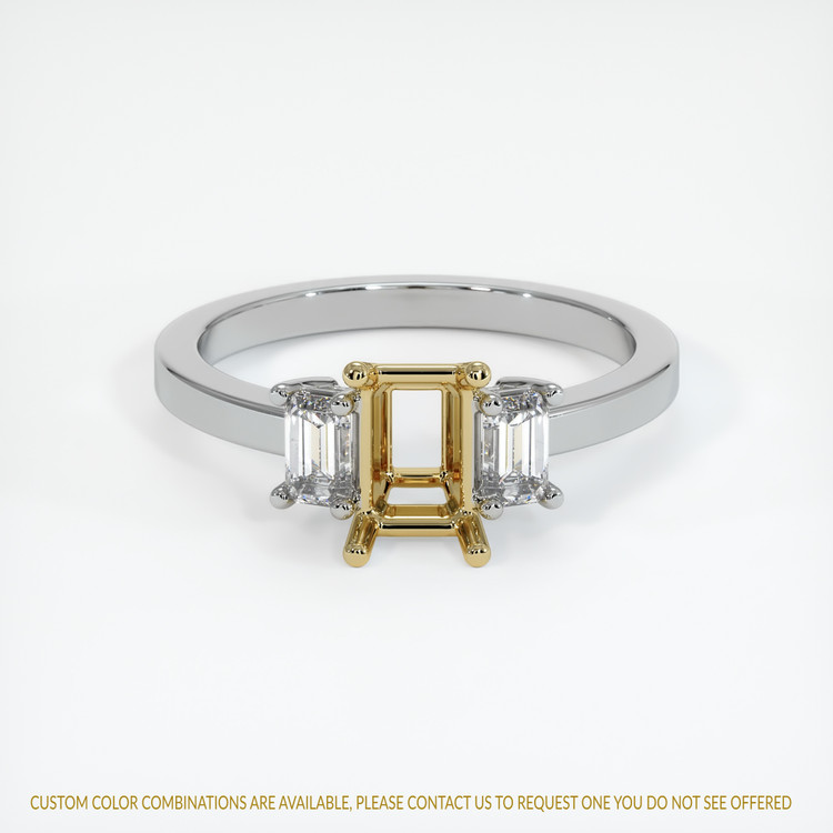 14K Yellow & White Three Stone Ring Setting