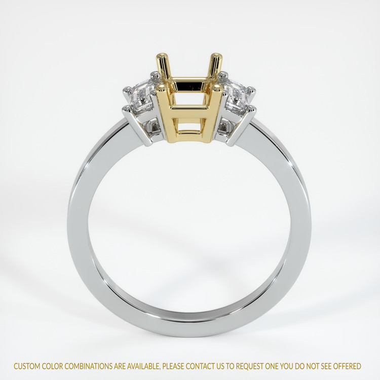14K Yellow & White Three Stone Ring Setting