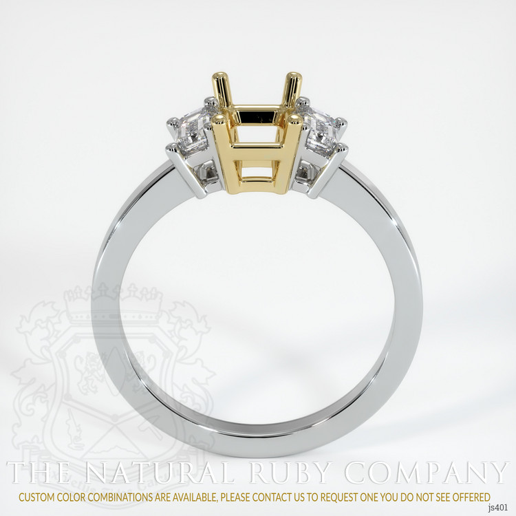 14K Yellow & White Three Stone Ring Setting
