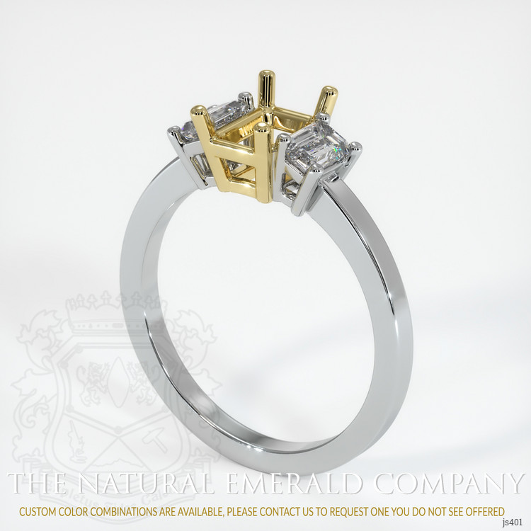 18K Yellow & White Three Stone Ring Setting