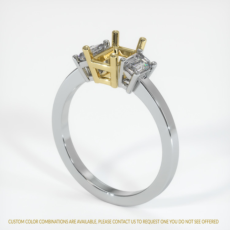 18K Yellow & White Three Stone Ring Setting