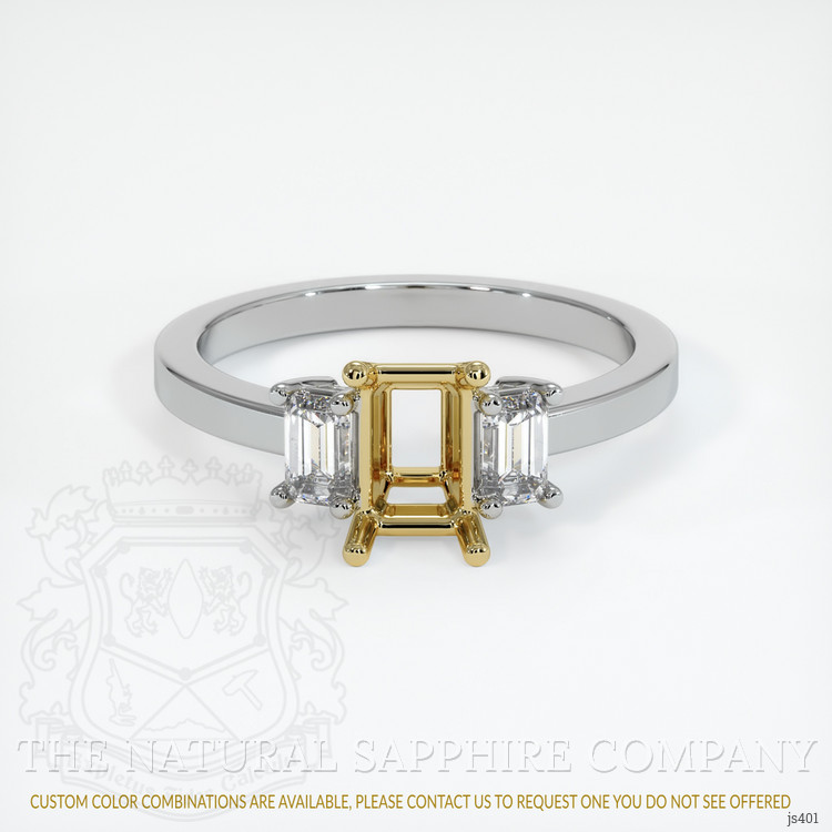 18K Yellow & White Three Stone Ring Setting