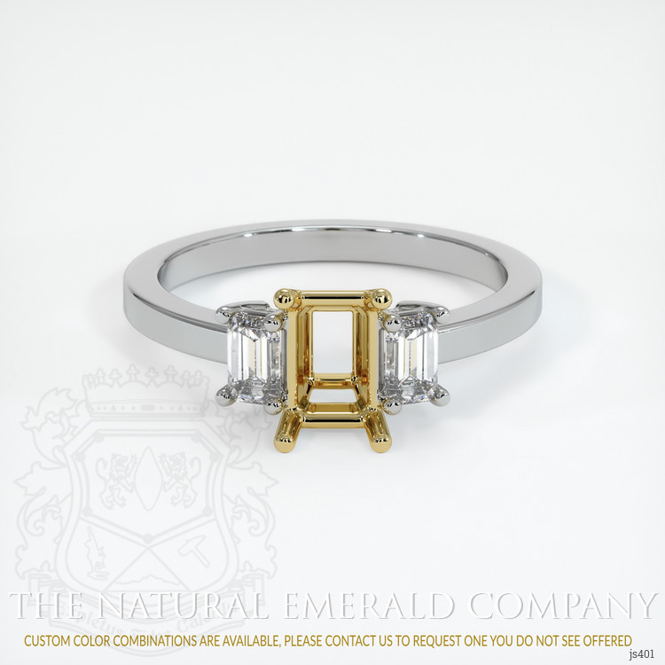 18K Yellow & White Three Stone Ring Setting