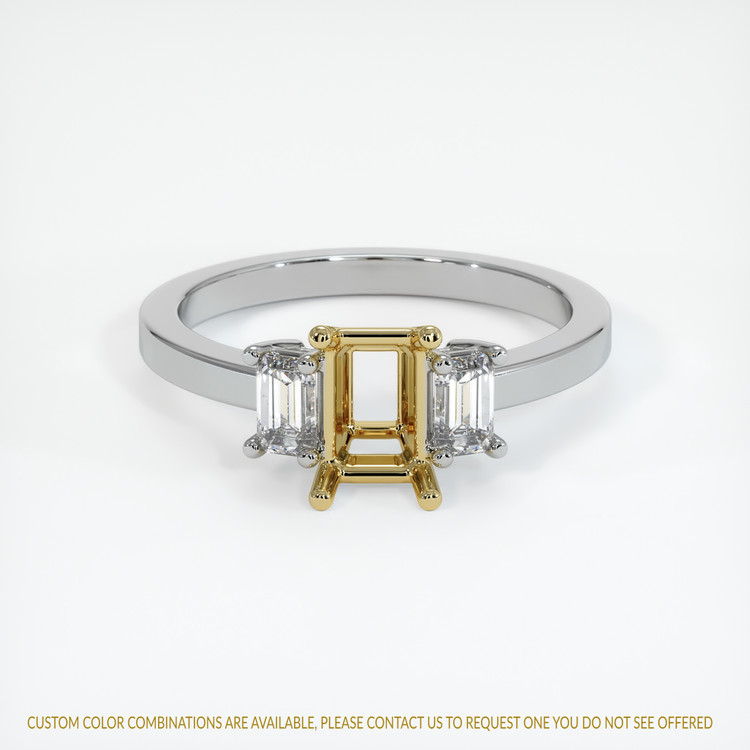 18K Yellow & White Three Stone Ring Setting