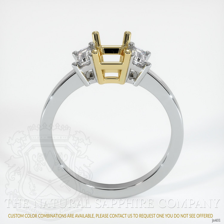 18K Yellow & White Three Stone Ring Setting