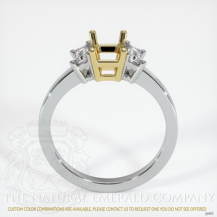18K Yellow & White Three Stone Ring Setting
