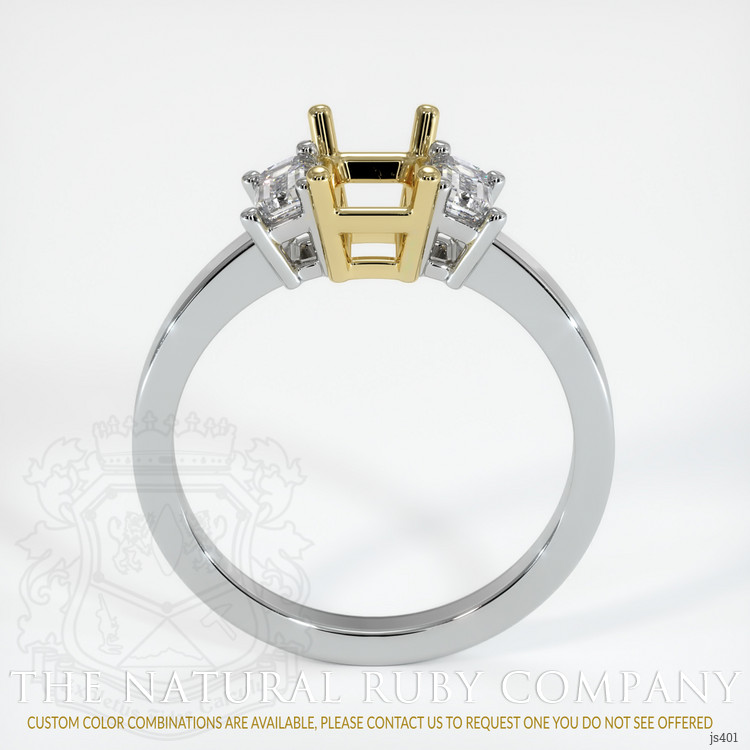 18K Yellow & White Three Stone Ring Setting