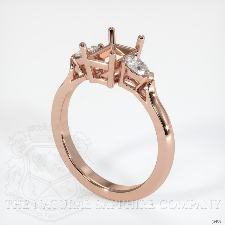 14K Rose Gold Three Stone Ring Setting