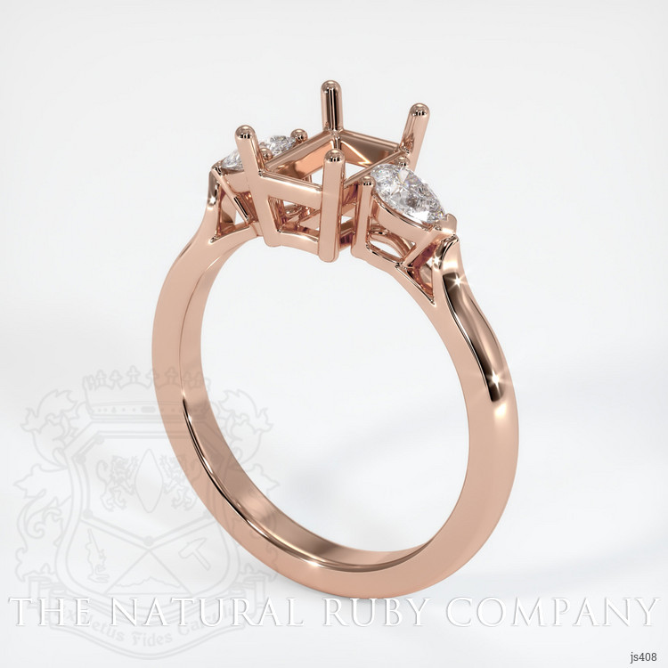 14K Rose Gold Three Stone Ring Setting