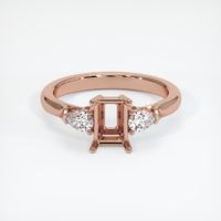 14K Rose Gold Three Stone Ring Setting Image